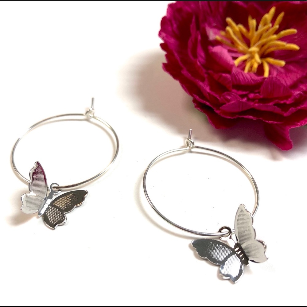 Butterfly Earrings, Hoops, Dragonfly, Insect, Bee - Picture 1 of 8